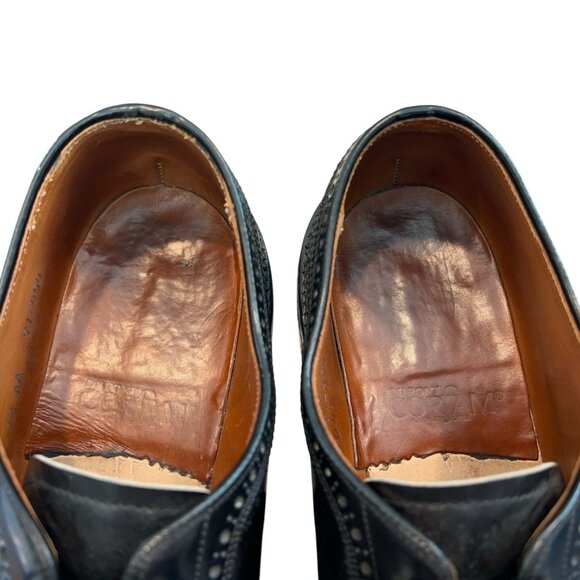 VTG Bass Black DuPont Corfam Brogue Longwing Wingtip V-Cleat Derby Shoe Men 12AA